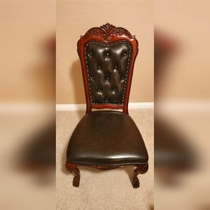 Tufted Wood & Vinyl Dining Chair